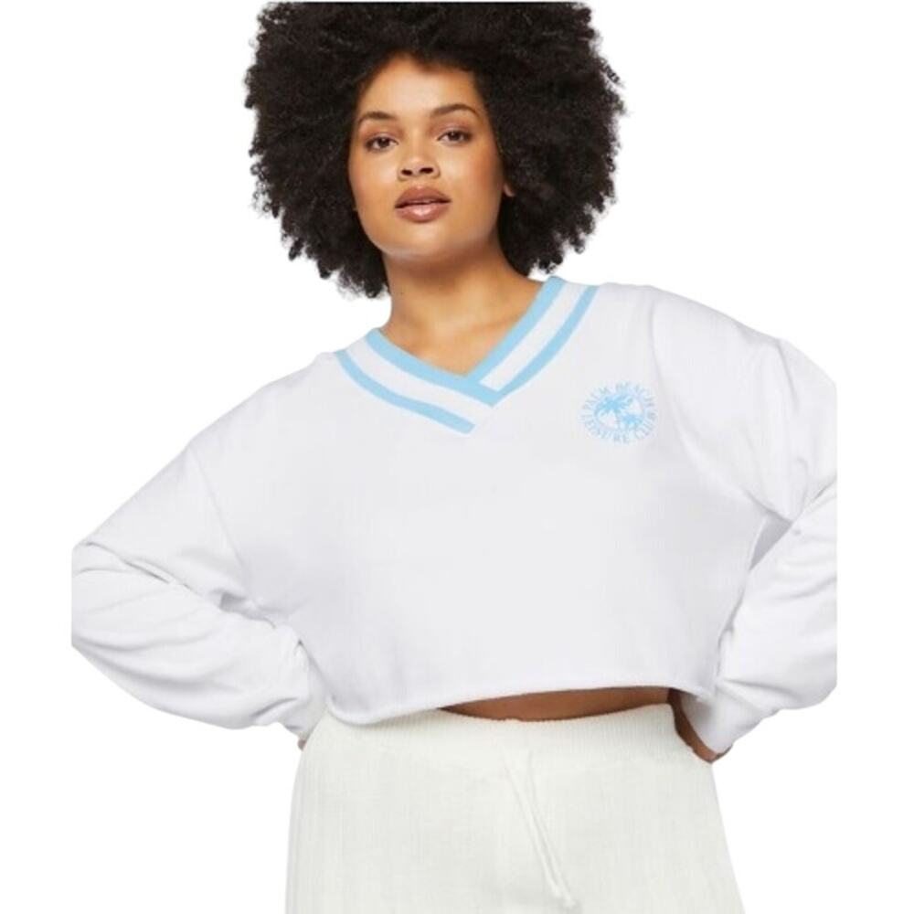 Forever 21 Leisure Palm Beach Club Sweatshirt Women's Size Medium Bright White